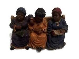 UTI Ebony Treasures African American Three Church Ladies on Pew Figurine